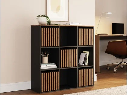 GFW Kube 3x3 Black and Walnut Shelf Storage Cube GFW Kube 3x3 Black and Walnut Shelf Storage Cube
