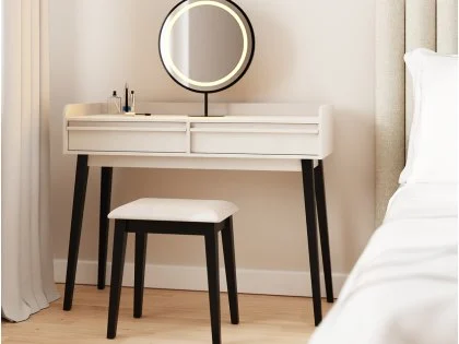 GFW Phoebe White Dressing Table with Mirror & Stool GFW Phoebe White Dressing Table with Mirror & Stool