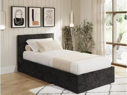GFW Black Crushed Velvet Ottoman Storage Bed Frame GFW Black Crushed Velvet Ottoman Storage Bed Frame