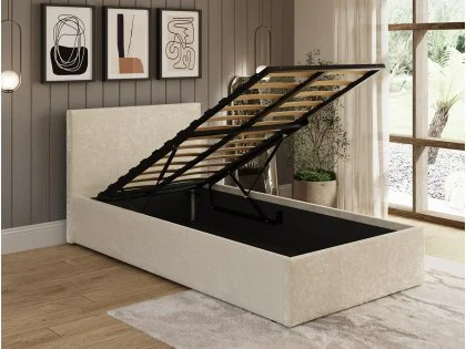 GFW Cream Crushed Velvet Ottoman Storage Bed Frame GFW Cream Crushed Velvet Ottoman Storage Bed Frame