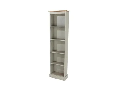 Core Corona Grey and Waxed Pine Tall Narrow Bookcase Core Corona Grey and Waxed Pine Tall Narrow Bookcase