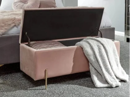 Clearance - GFW Mystica Blush Pink Ottoman Storage Bench Clearance - GFW Mystica Blush Pink Ottoman Storage Bench