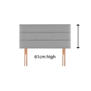 Clearance - Deluxe Universal 3ft6 Large Single Low Divan Base on 8 Inch Legs with Howarth Strutted Headboard in Linoso Silver Clearance - Deluxe Universal 3ft6 Large Single Low Divan Base on 8 Inch Legs with Howarth Strutted Headboard in Linoso Silver