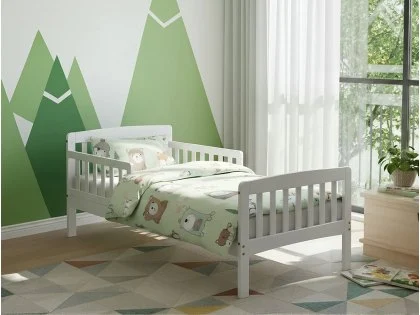 Kidsaw Jinsen White Wooden Toddler Bed Kidsaw Jinsen White Wooden Toddler Bed