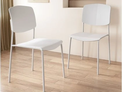 Core Academy Set of 2 White Plastic Dining Chairs Core Academy Set of 2 White Plastic Dining Chairs