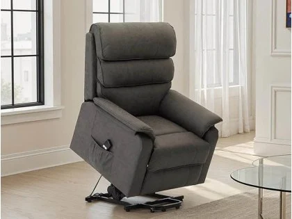 Clearance - TGC Lewis Single Motor Dark Grey Fabric Riser Recliner Chair Clearance - TGC Lewis Single Motor Dark Grey Fabric Riser Recliner Chair