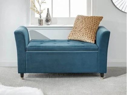 Clearance - GFW Genoa Teal Fabric Ottoman Window Seat Clearance - GFW Genoa Teal Fabric Ottoman Window Seat