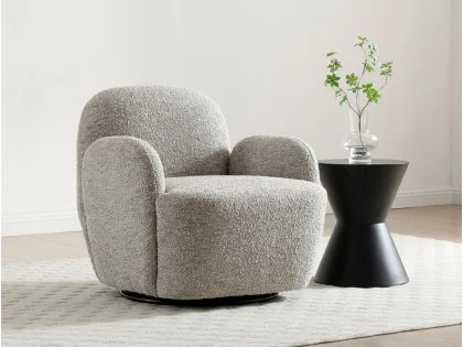 Kyoto Micky Natural Textured Boucle Fabric Swivel Chair Kyoto Micky Natural Textured Boucle Fabric Swivel Chair