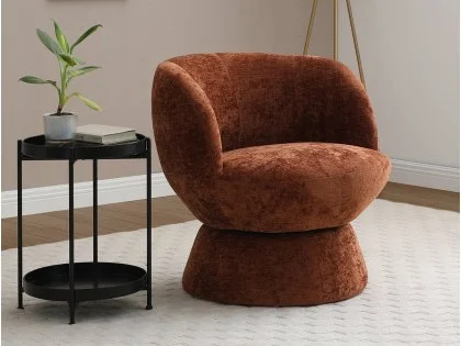 Kyoto Tulip Terracotta Chenille Fabric Swivel Chair Kyoto Tulip Terracotta Chenille Fabric Swivel Chair