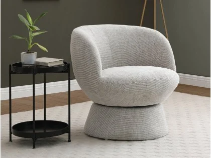 Kyoto Tulip Natural Woven Chenille Fabric Swivel Chair Kyoto Tulip Natural Woven Chenille Fabric Swivel Chair