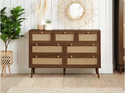 Birlea Croxley Rattan and Walnut 7 Drawer Chest of Drawers Birlea Croxley Rattan and Walnut 7 Drawer Chest of Drawers