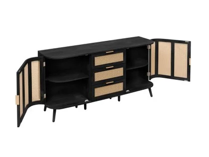 Birlea Noah Rattan and Black 2 Door 3 Drawer Sideboard Birlea Noah Rattan and Black 2 Door 3 Drawer Sideboard