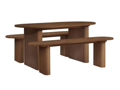 Birlea Axel Walnut 160cm Dining Table & 2 Bench Set Birlea Axel Walnut 160cm Dining Table & 2 Bench Set