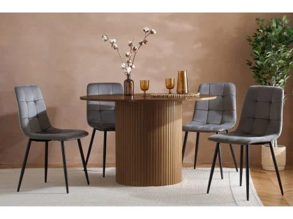 Birlea Axel Walnut Round Dining Table & 4 Chair Set Birlea Axel Walnut Round Dining Table & 4 Chair Set