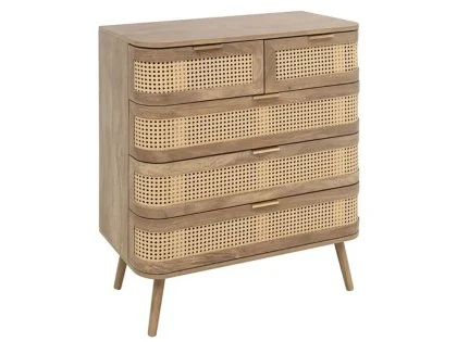 Clearance - Birlea Noah Rattan and Oak 5 Drawer Chest of Drawers Clearance - Birlea Noah Rattan and Oak 5 Drawer Chest of Drawers