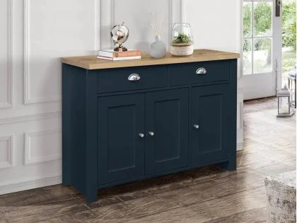 Clearance - Birlea Highgate Navy and Oak Effect 3 Door 2 Drawer Sideboard Clearance - Birlea Highgate Navy and Oak Effect 3 Door 2 Drawer Sideboard