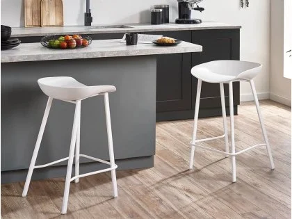 Clearance - Julian Bowen Renzo Set of 2 White Bar Stools Clearance - Julian Bowen Renzo Set of 2 White Bar Stools