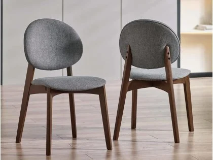 Julian Bowen Artemis Walnut and Grey Fabric Set of 2 Dining Chairs Julian Bowen Artemis Walnut and Grey Fabric Set of 2 Dining Chairs