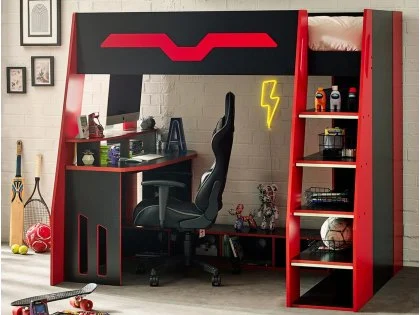 Julian Bowen Eagle Black and Red Wooden Gaming Bed Julian Bowen Eagle Black and Red Wooden Gaming Bed