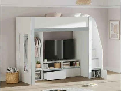 Julian Bowen Gaia White and Silver Wooden High Sleeper Bed Julian Bowen Gaia White and Silver Wooden High Sleeper Bed