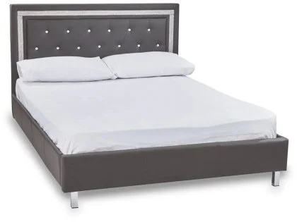 Clearance - LPD Crystalle 5ft King Size Grey Faux Leather Bed Frame Clearance - LPD Crystalle 5ft King Size Grey Faux Leather Bed Frame
