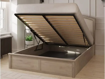 Clearance - GFW Madrid Limed Oak 5ft King Size Wooden Ottoman Bed Frame Clearance - GFW Madrid Limed Oak 5ft King Size Wooden Ottoman Bed Frame