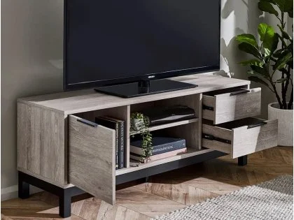 Clearance - Julian Bowen Bali Grey Oak 1 Door 2 Drawer TV Cabinet Clearance - Julian Bowen Bali Grey Oak 1 Door 2 Drawer TV Cabinet