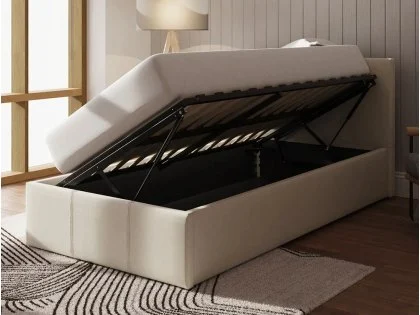 Clearance - GFW Ecuador Natural Hopsack Fabric Side Lift 4ft Small Double Ottoman Bed Frame Clearance - GFW Ecuador Natural Hopsack Fabric Side Lift 4ft Small Double Ottoman Bed Frame