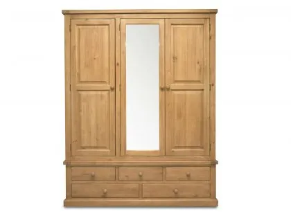 Archers Langdale 3 Door 5 Drawer Pine Wooden Large Triple Mirrored Wardrobe (Part Assembled) Archers Langdale 3 Door 5 Drawer Pine Wooden Large Triple Mirrored Wardrobe (Part Assembled)