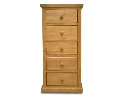 Archers Langdale 5 Drawer Tall Narrow Pine Wooden Chest of Drawers (Assembled) Archers Langdale 5 Drawer Tall Narrow Pine Wooden Chest of Drawers (Assembled)