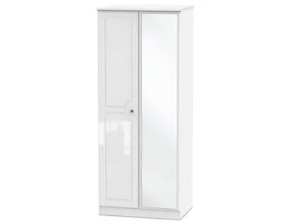 Welcome Balmoral White High Gloss 2 Door Mirrored Double Wardrobe (Assembled) Welcome Balmoral White High Gloss 2 Door Mirrored Double Wardrobe (Assembled)