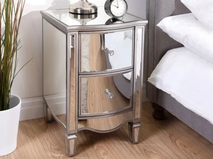 Birlea Elysee 2 Drawer Mirrored Bedside Table (Assembled) Birlea Elysee 2 Drawer Mirrored Bedside Table (Assembled)