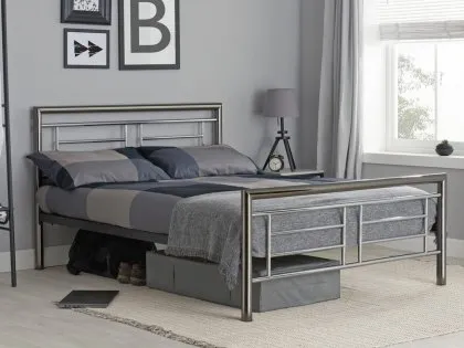 ASC Maya Chrome and Nickel Metal Bed Frame ASC Maya Chrome and Nickel Metal Bed Frame
