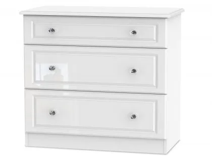 Welcome Balmoral White High Gloss 3 Drawer Deep Low Chest of Drawers (Assembled) Welcome Balmoral White High Gloss 3 Drawer Deep Low Chest of Drawers (Assembled)