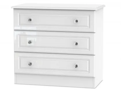 Welcome Balmoral White High Gloss 3 Drawer Low Chest of Drawers (Assembled) Welcome Balmoral White High Gloss 3 Drawer Low Chest of Drawers (Assembled)