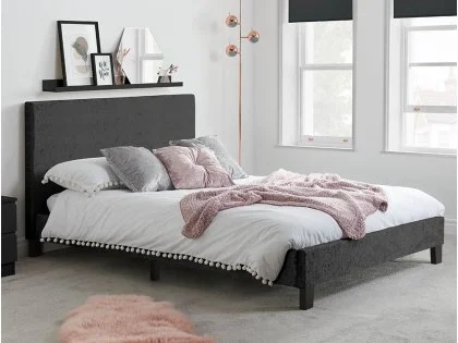 Birlea Berlin Black Crushed Velvet Glitz Fabric Bed Frame Birlea Berlin Black Crushed Velvet Glitz Fabric Bed Frame