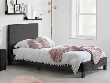 Birlea Berlin Black Crushed Velvet Glitz Fabric Bed Frame Birlea Berlin Black Crushed Velvet Glitz Fabric Bed Frame