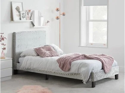 Birlea Berlin Steel Crushed Velvet Glitz Fabric Bed Frame Birlea Berlin Steel Crushed Velvet Glitz Fabric Bed Frame