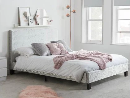 Birlea Berlin Steel Crushed Velvet Glitz Fabric Bed Frame Birlea Berlin Steel Crushed Velvet Glitz Fabric Bed Frame