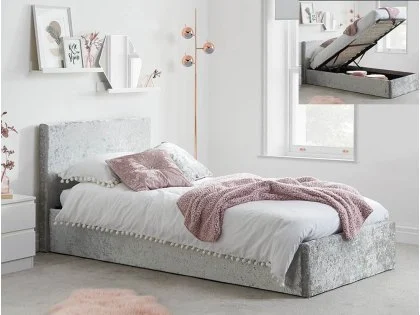 Birlea Berlin Steel Crushed Velvet Glitz Fabric Ottoman Bed Frame Birlea Berlin Steel Crushed Velvet Glitz Fabric Ottoman Bed Frame
