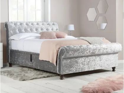 Birlea Castello 5ft King Size Steel Crushed Velvet Fabric Ottoman Bed Frame