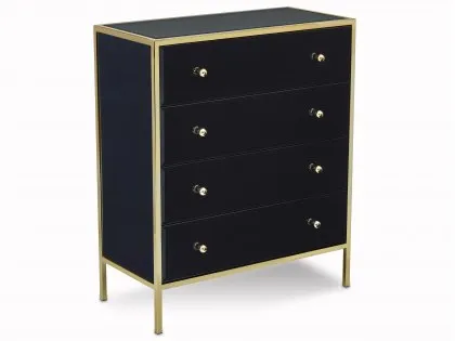 Birlea Fenwick Black Glass and Gold 4 Drawer Chest of Drawers (Assembled) Birlea Fenwick Black Glass and Gold 4 Drawer Chest of Drawers (Assembled)