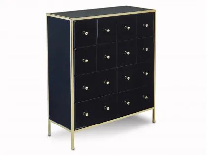 Birlea Fenwick Black Glass and Gold Merchant 12 Drawer Chest of Drawers (Assembled) Birlea Fenwick Black Glass and Gold Merchant 12 Drawer Chest of Drawers (Assembled)