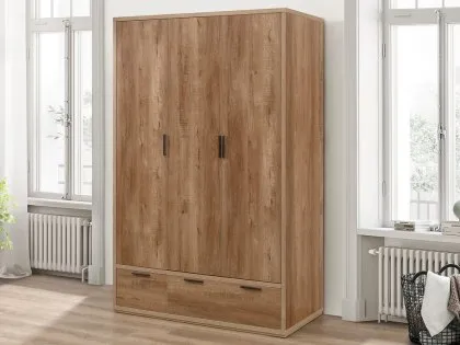 Birlea Stockwell Rustic Oak 3 Door 2 Drawer Triple Wardrobe Birlea Stockwell Rustic Oak 3 Door 2 Drawer Triple Wardrobe