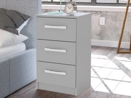 Birlea Lynx Grey High Gloss 3 Drawer Bedside Table Birlea Lynx Grey High Gloss 3 Drawer Bedside Table