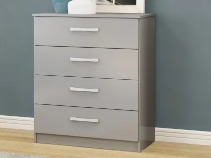 Birlea Lynx Grey High Gloss 4 Drawer Chest of Drawers Birlea Lynx Grey High Gloss 4 Drawer Chest of Drawers