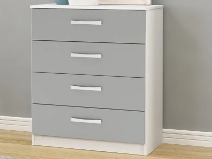 Birlea Lynx Grey High Gloss and White 4 Drawer Chest of Drawers Birlea Lynx Grey High Gloss and White 4 Drawer Chest of Drawers