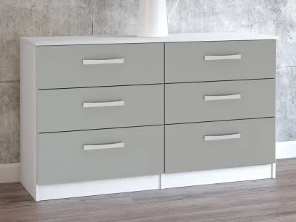 Birlea Lynx Grey High Gloss and White 6 Drawer Chest of Drawers Birlea Lynx Grey High Gloss and White 6 Drawer Chest of Drawers