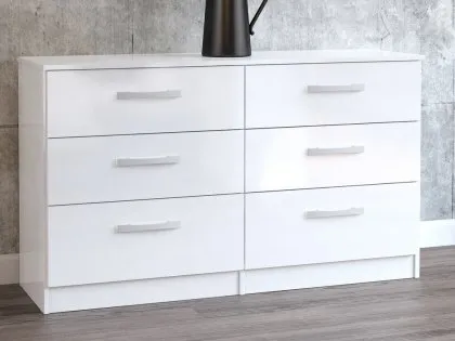Birlea Lynx White High Gloss 6 Drawer Chest of Drawers Birlea Lynx White High Gloss 6 Drawer Chest of Drawers