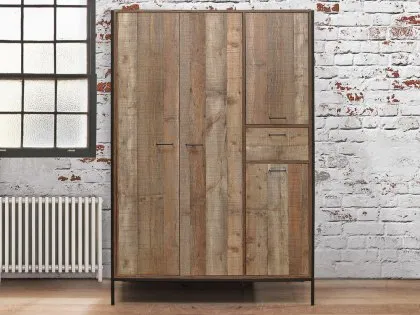 Birlea Urban Rustic 4 Door 1 Drawer Large Wardrobe